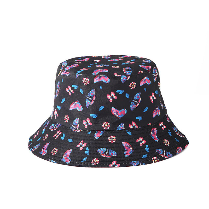 Sombrero de cubo de estampado de mariposa de poliéster de algodón al por mayor